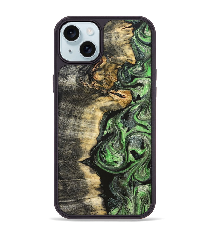 iPhone 15 Plus Wood Phone Case - Amir (Green, 824232)