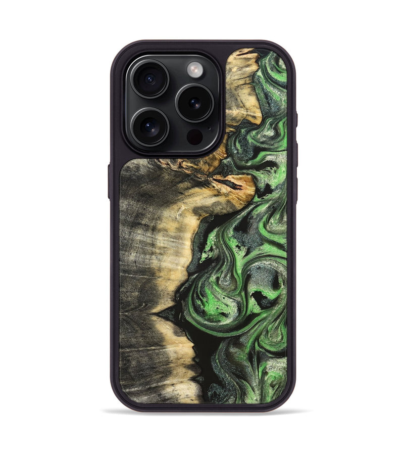 iPhone 15 Pro Wood Phone Case - Amir (Green, 824232)
