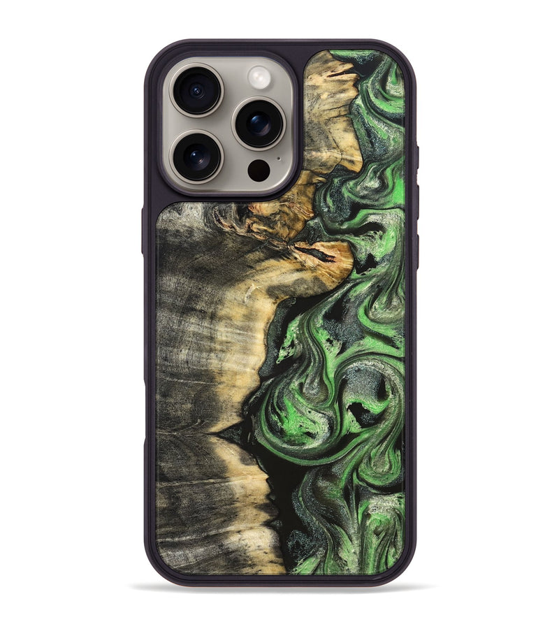 iPhone 16 Pro Max Wood Phone Case - Amir (Green, 824232)