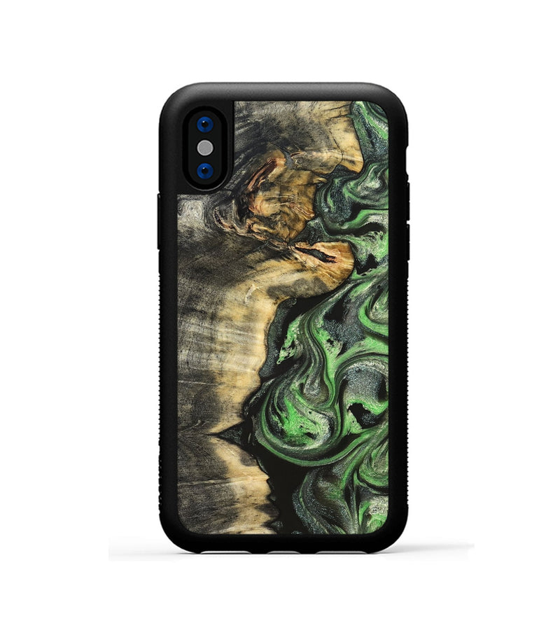 iPhone Xs Wood Phone Case - Amir (Green, 824232)