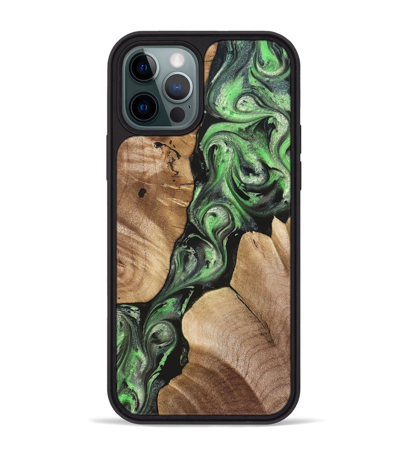 iPhone 12 Pro Max Wood Phone Case - Charles (Green, 824233)