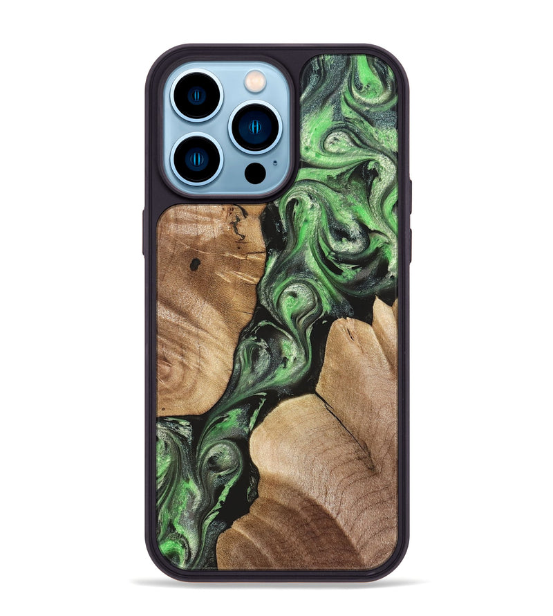 iPhone 14 Pro Max Wood Phone Case - Charles (Green, 824233)