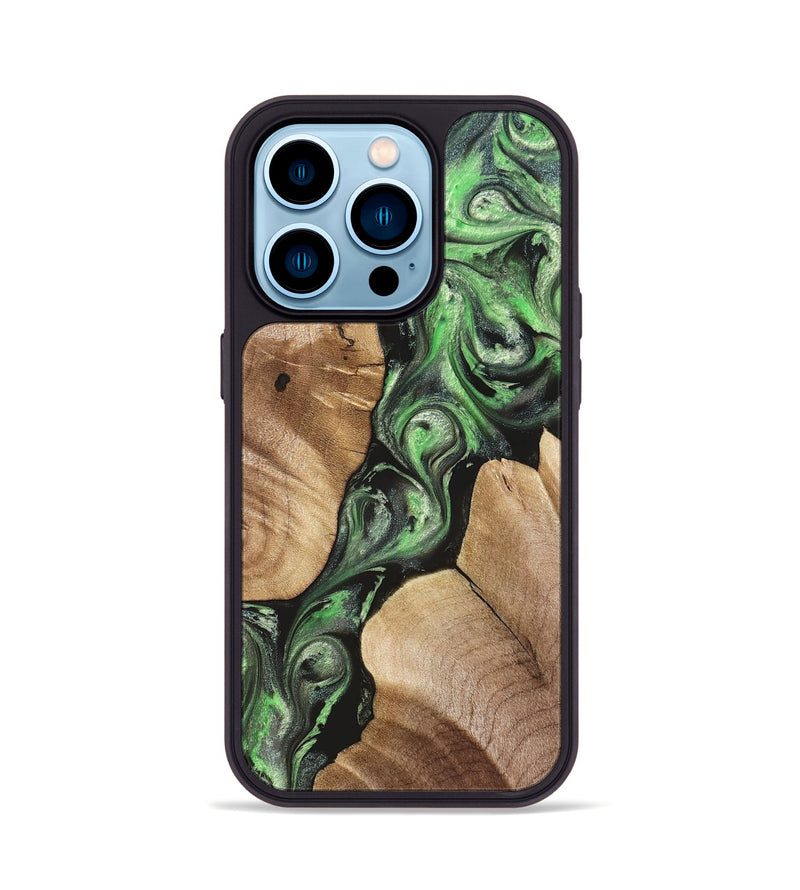 iPhone 14 Pro Wood Phone Case - Charles (Green, 824233)