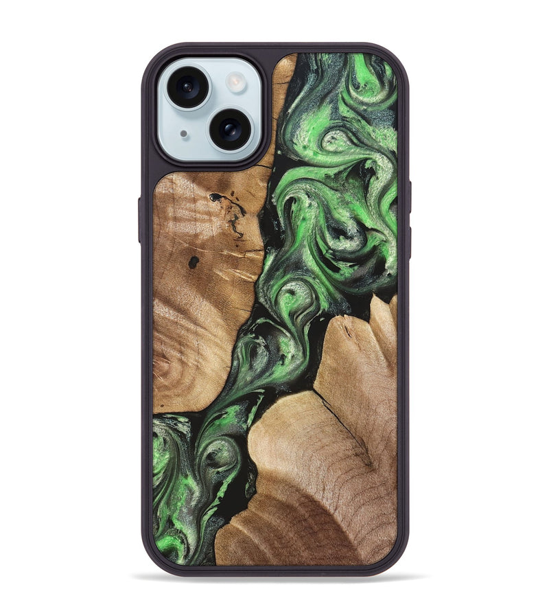 iPhone 15 Plus Wood Phone Case - Charles (Green, 824233)