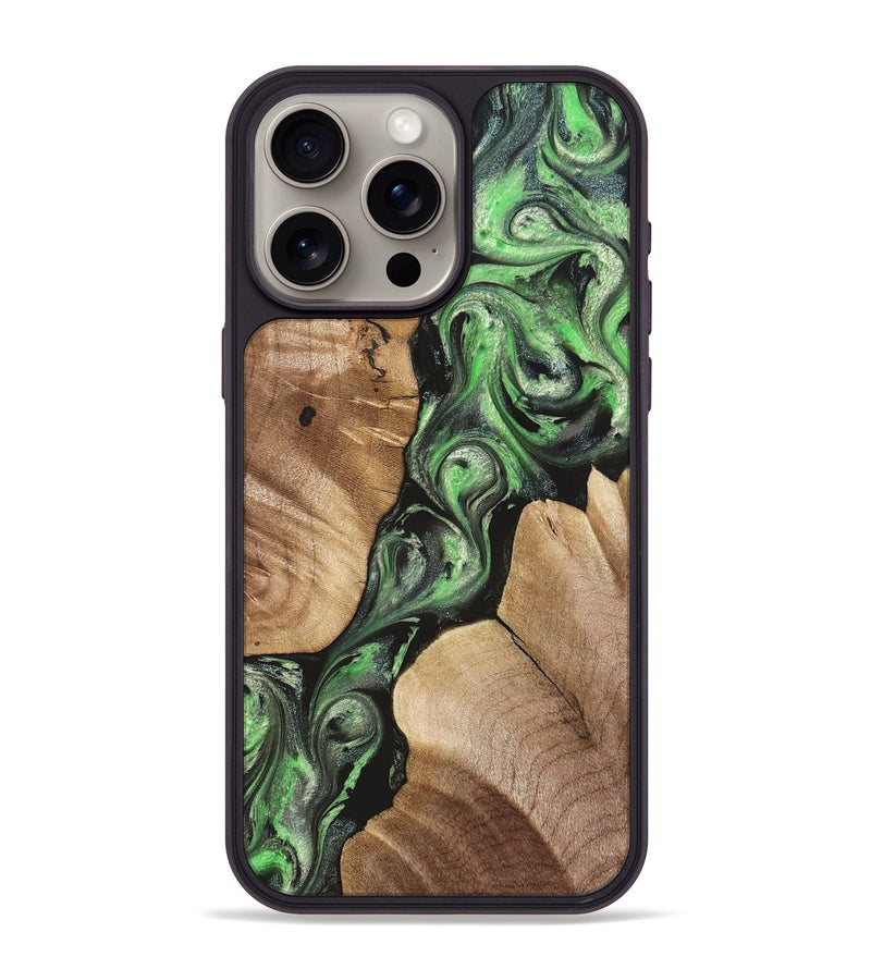 iPhone 15 Pro Max Wood Phone Case - Charles (Green, 824233)