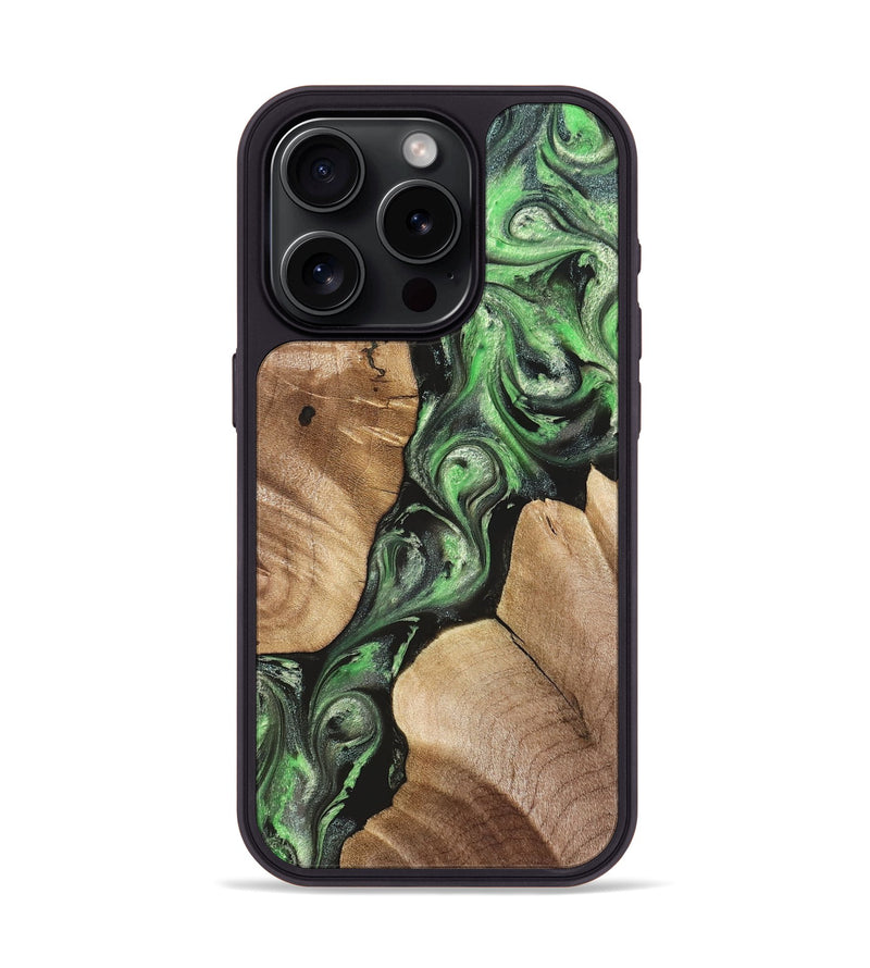 iPhone 15 Pro Wood Phone Case - Charles (Green, 824233)
