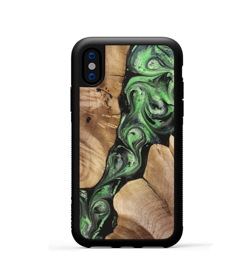 iPhone Xs Wood Phone Case - Charles (Green, 824233)