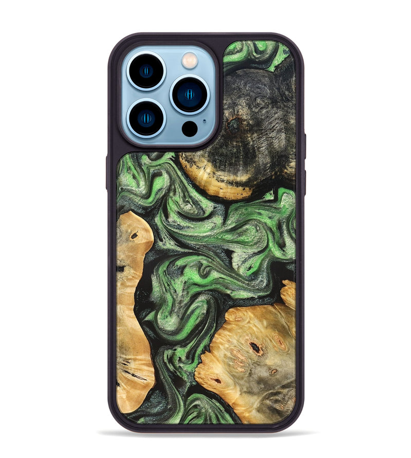iPhone 14 Pro Max Wood Phone Case - Green (Green, 824234)