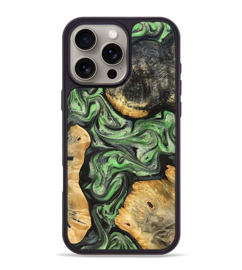 iPhone 16 Pro Max Wood Phone Case - Green (Green, 824234)