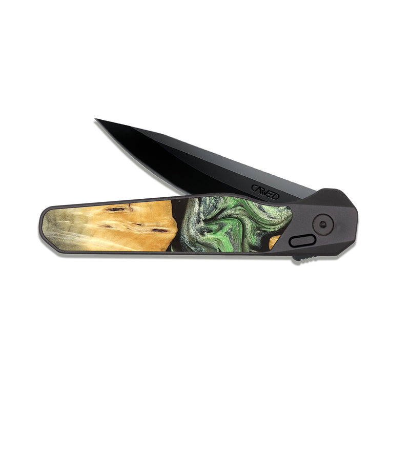 EDC Dark Slate Wood Pocket Knife - Justina (Green, 824235)