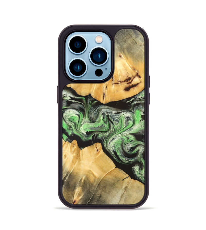 iPhone 14 Pro Wood Phone Case - Justina (Green, 824235)