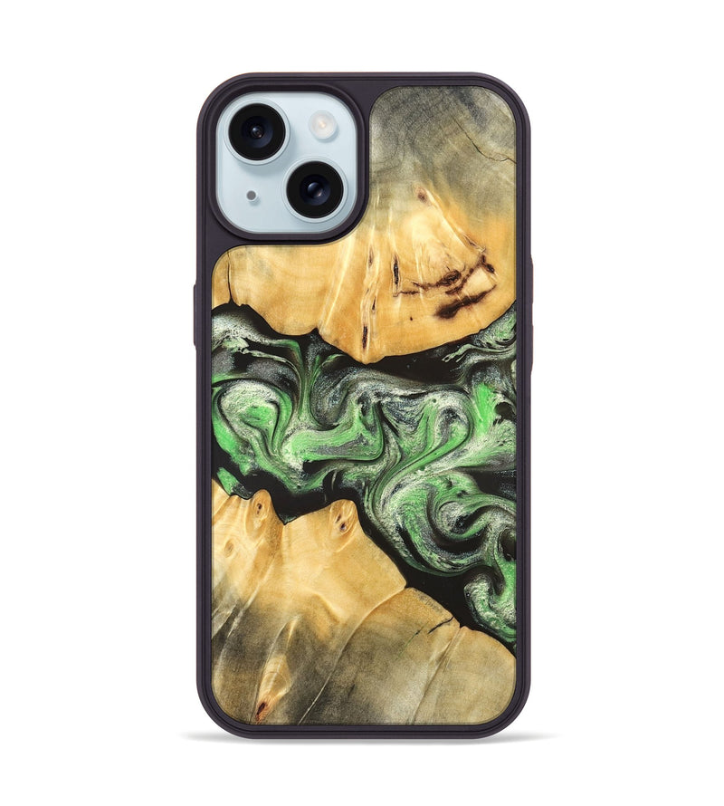 iPhone 15 Wood Phone Case - Justina (Green, 824235)