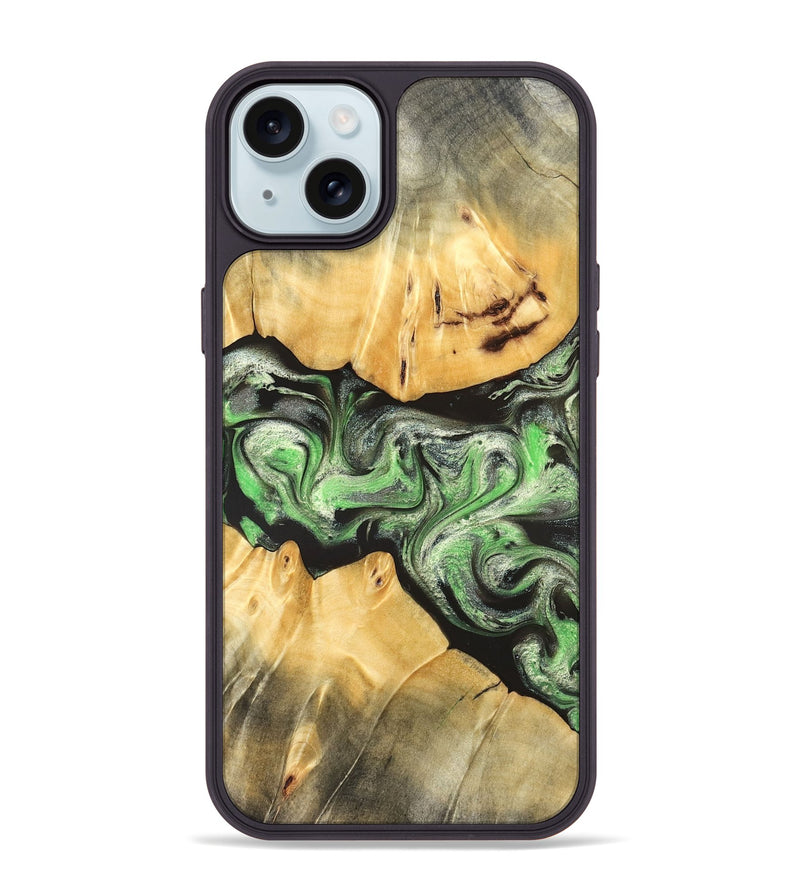 iPhone 15 Plus Wood Phone Case - Justina (Green, 824235)