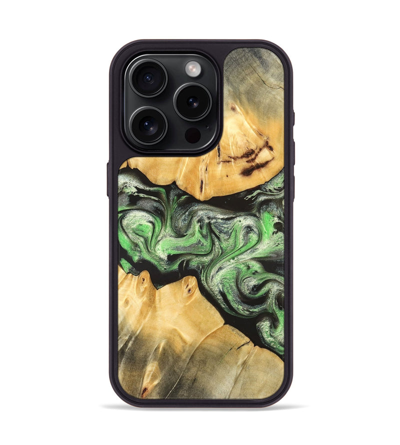 iPhone 15 Pro Wood Phone Case - Justina (Green, 824235)