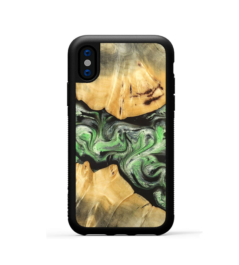 iPhone Xs Wood Phone Case - Justina (Green, 824235)