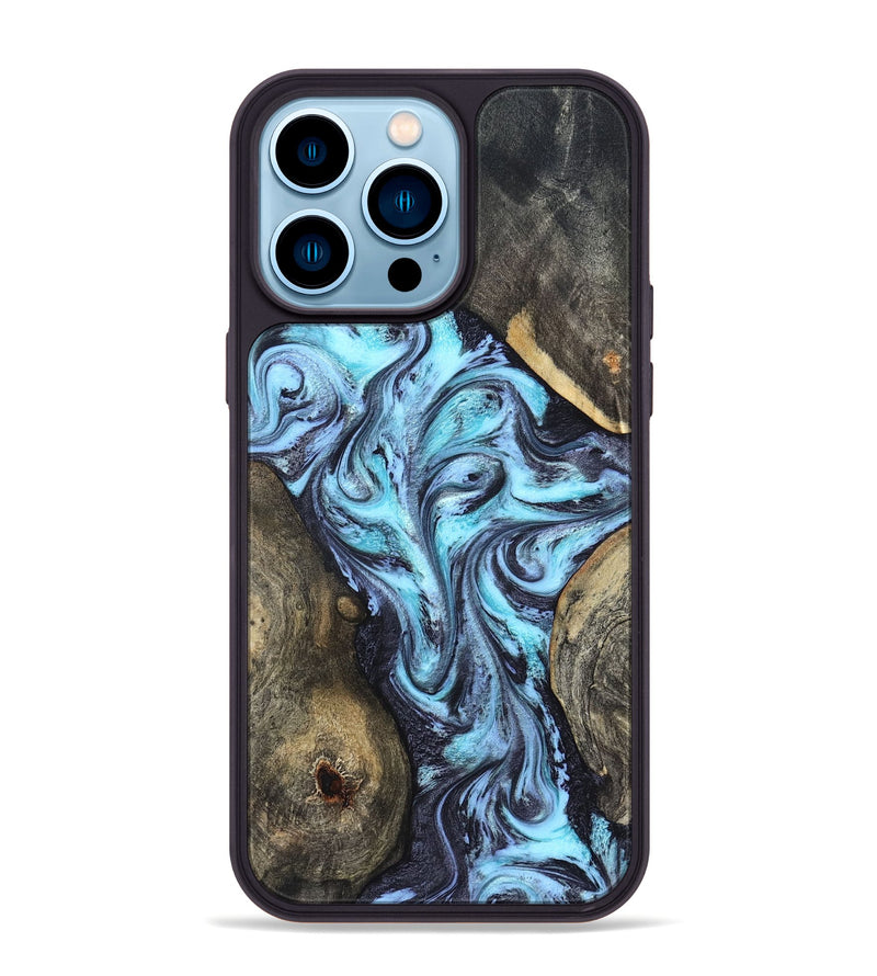 iPhone 14 Pro Max Wood Phone Case - Mervin (Blue, 824236)
