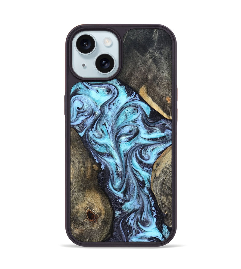iPhone 15 Wood Phone Case - Mervin (Blue, 824236)
