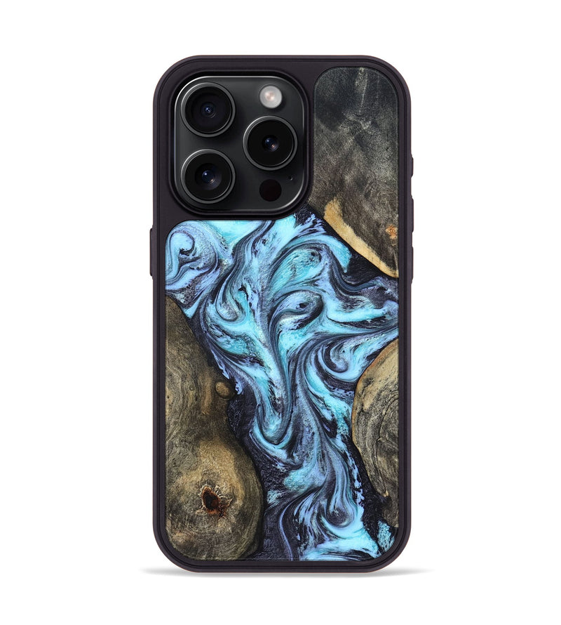 iPhone 15 Pro Wood Phone Case - Mervin (Blue, 824236)