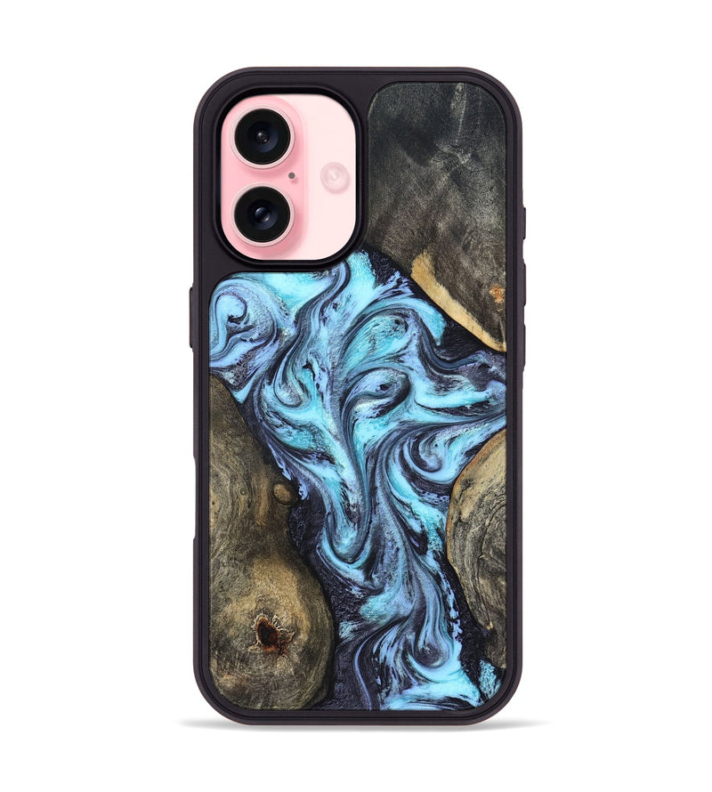 iPhone 16 Wood Phone Case - Mervin (Blue, 824236)