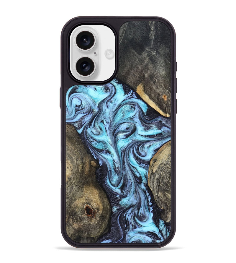 iPhone 16 Plus Wood Phone Case - Mervin (Blue, 824236)