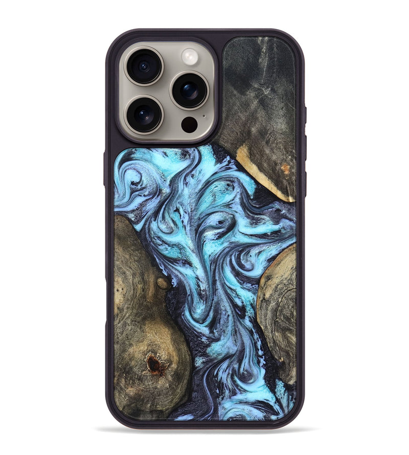 iPhone 16 Pro Max Wood Phone Case - Mervin (Blue, 824236)
