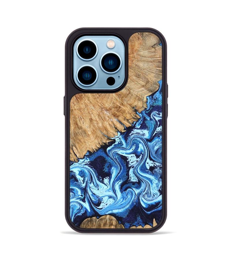 iPhone 14 Pro Wood Phone Case - Caspian (Blue, 824238)