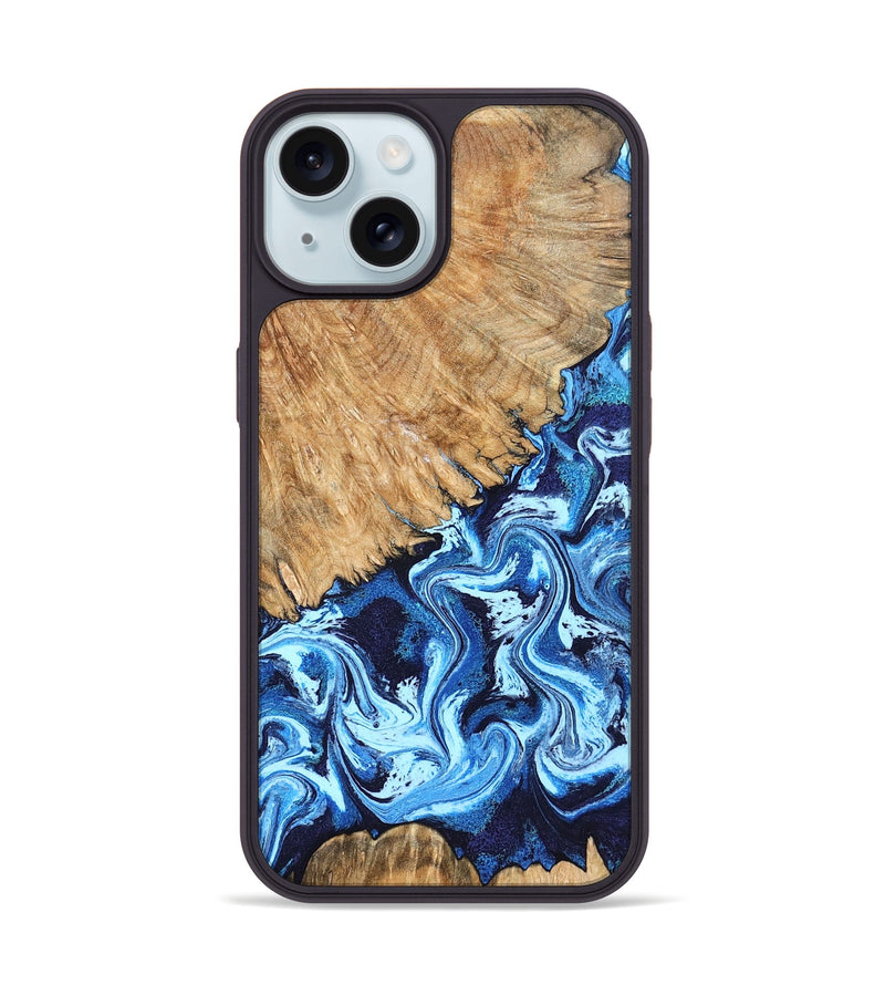 iPhone 15 Wood Phone Case - Caspian (Blue, 824238)