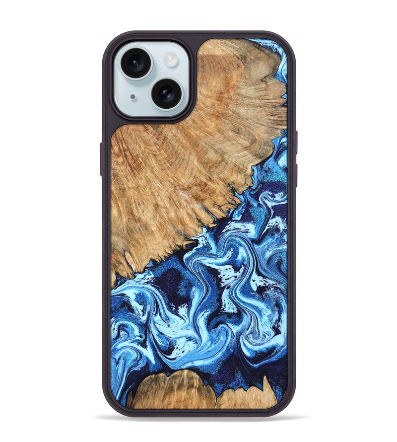 iPhone 15 Plus Wood Phone Case - Caspian (Blue, 824238)