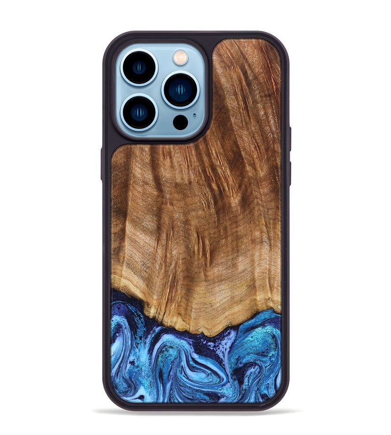 iPhone 14 Pro Max Wood Phone Case - Margery (Blue, 824240)
