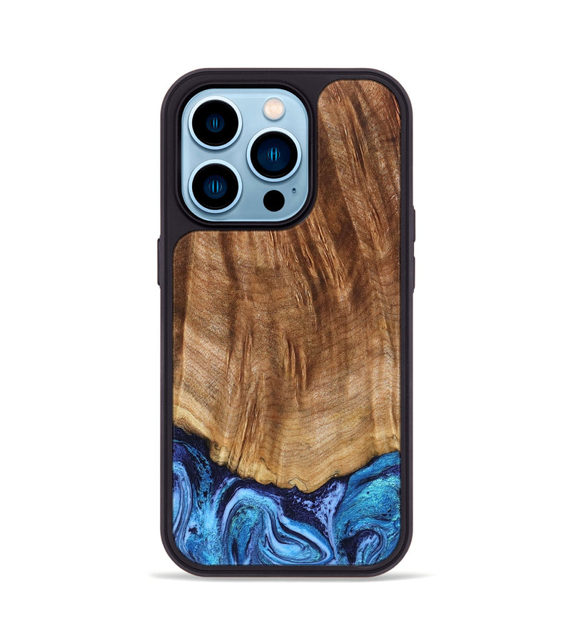 iPhone 14 Pro Wood Phone Case - Margery (Blue, 824240)