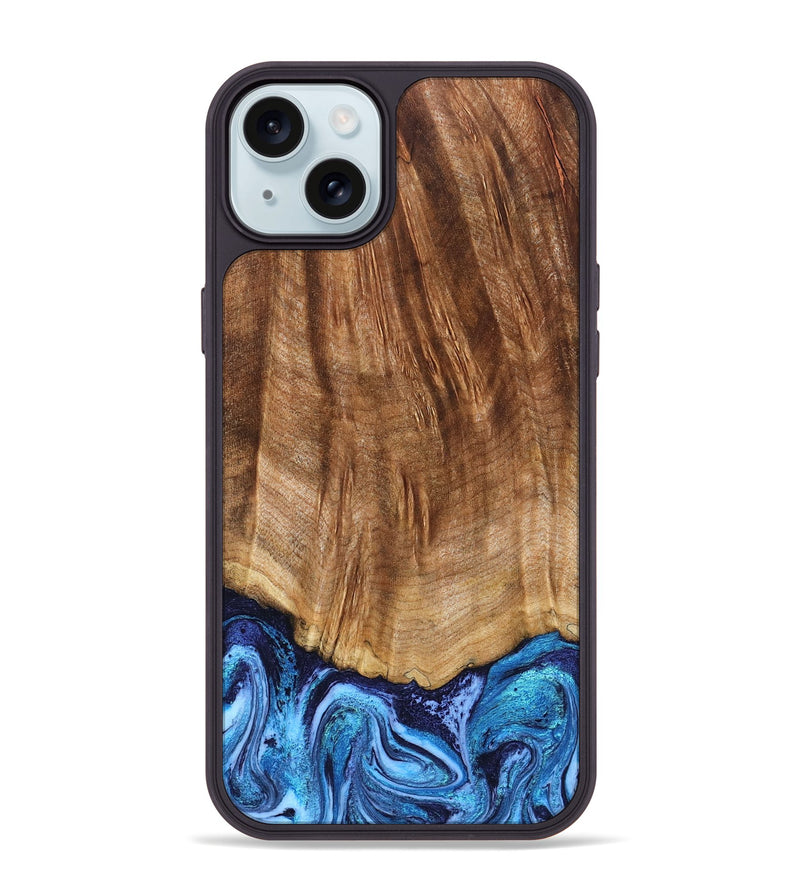 iPhone 15 Plus Wood Phone Case - Margery (Blue, 824240)