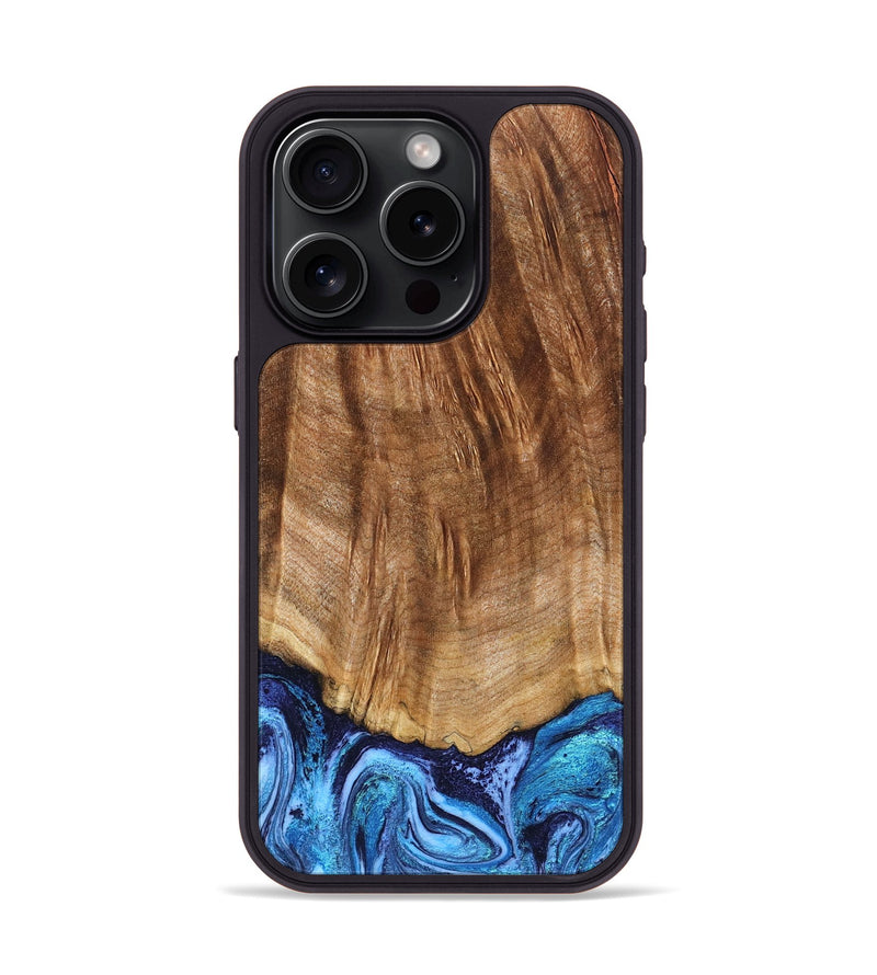iPhone 15 Pro Wood Phone Case - Margery (Blue, 824240)