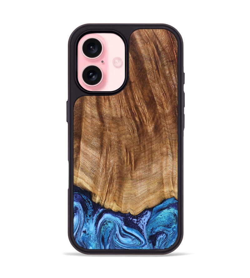 iPhone 16 Wood Phone Case - Margery (Blue, 824240)