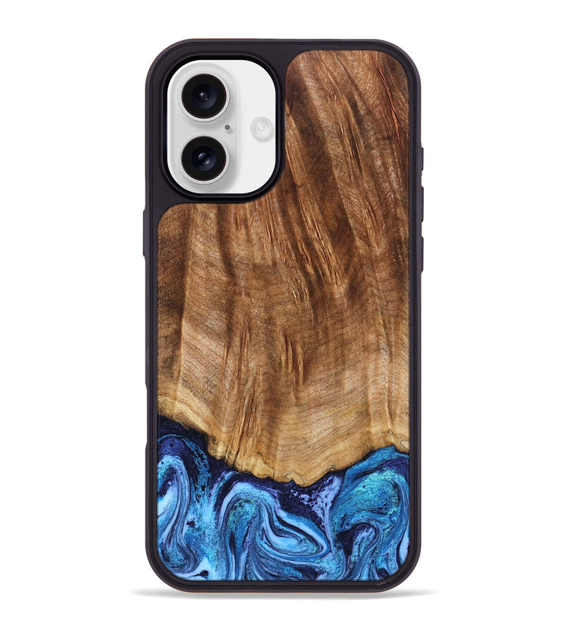iPhone 16 Plus Wood Phone Case - Margery (Blue, 824240)