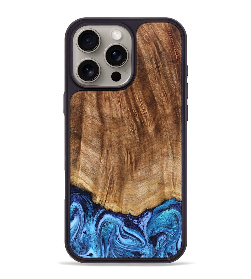 iPhone 16 Pro Max Wood Phone Case - Margery (Blue, 824240)