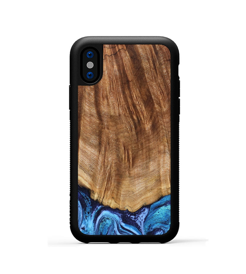 iPhone Xs Wood Phone Case - Margery (Blue, 824240)
