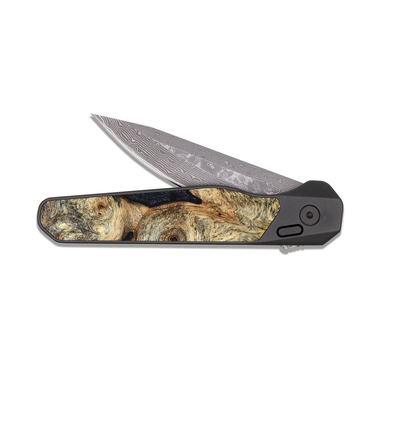 EDC Dark Damascus Wood Pocket Knife - Carlene (Wood Burl, 824251)