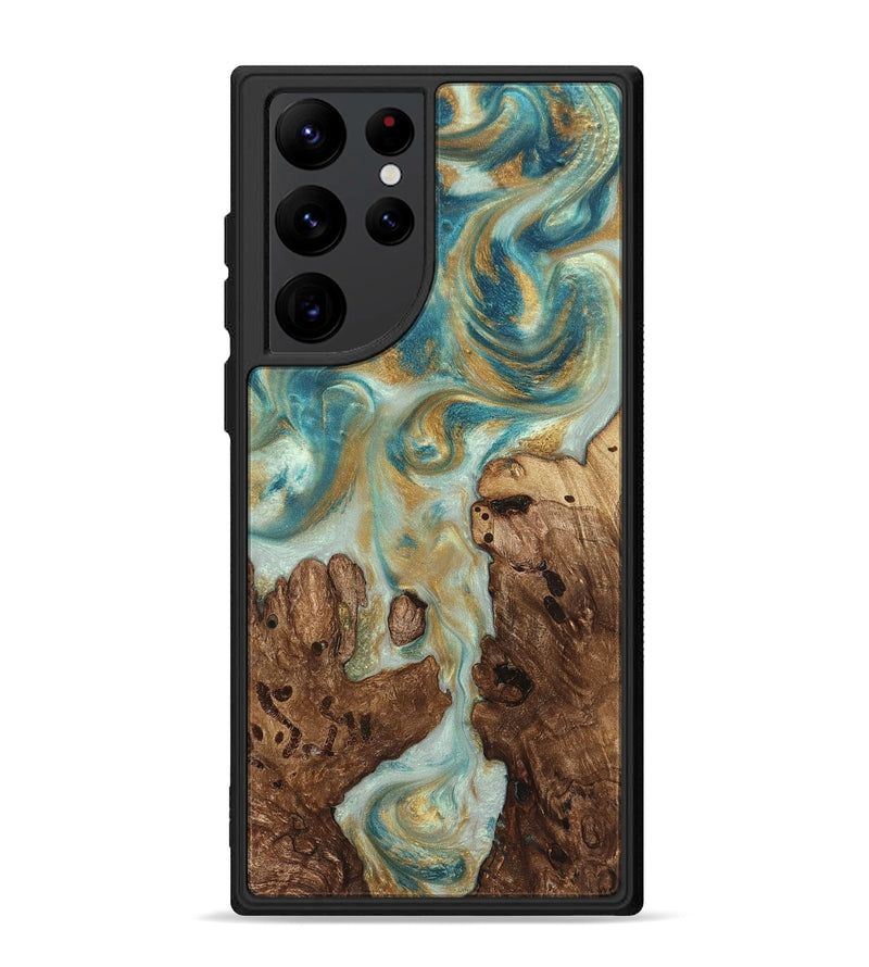 Galaxy S22 Ultra Wood Phone Case - Admiral (Teal & Gold, 824260)
