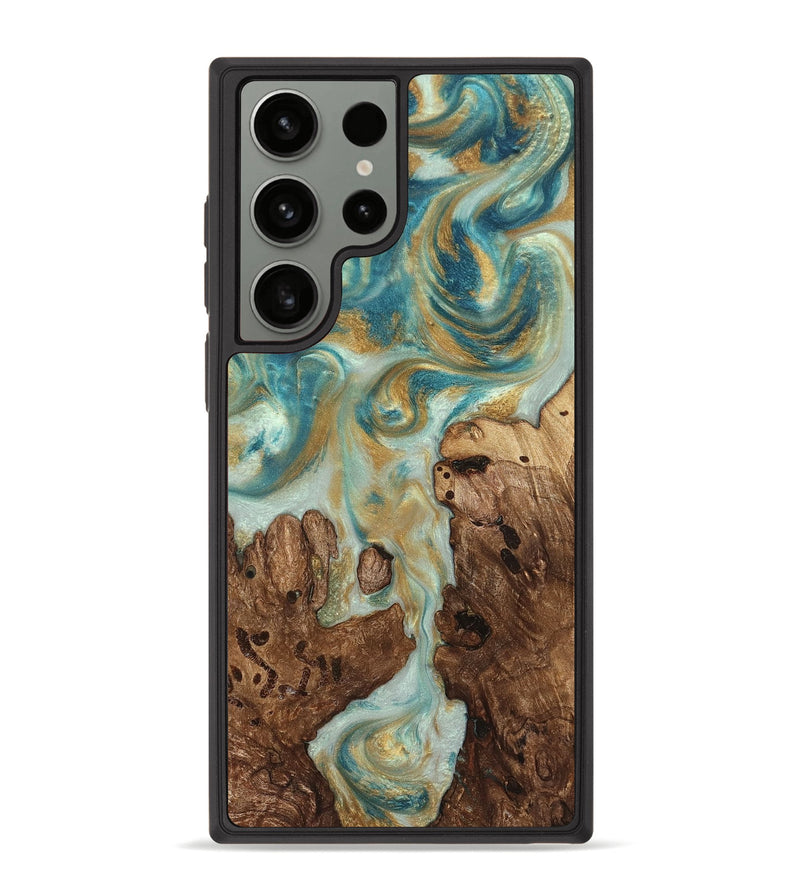 Galaxy S23 Ultra Wood Phone Case - Admiral (Teal & Gold, 824260)