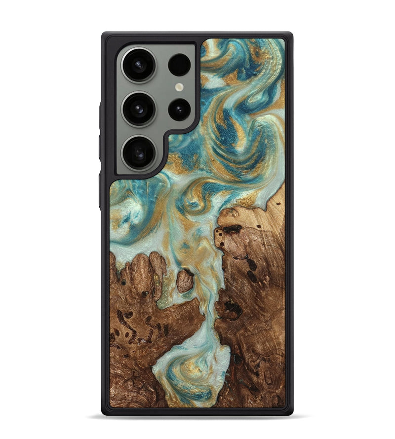 Galaxy S24 Ultra Wood Phone Case - Admiral (Teal & Gold, 824260)