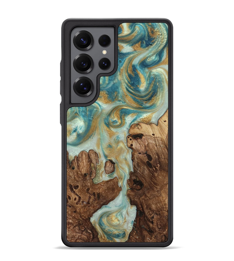 Galaxy S25 Ultra Wood Phone Case - Admiral (Teal & Gold, 824260)