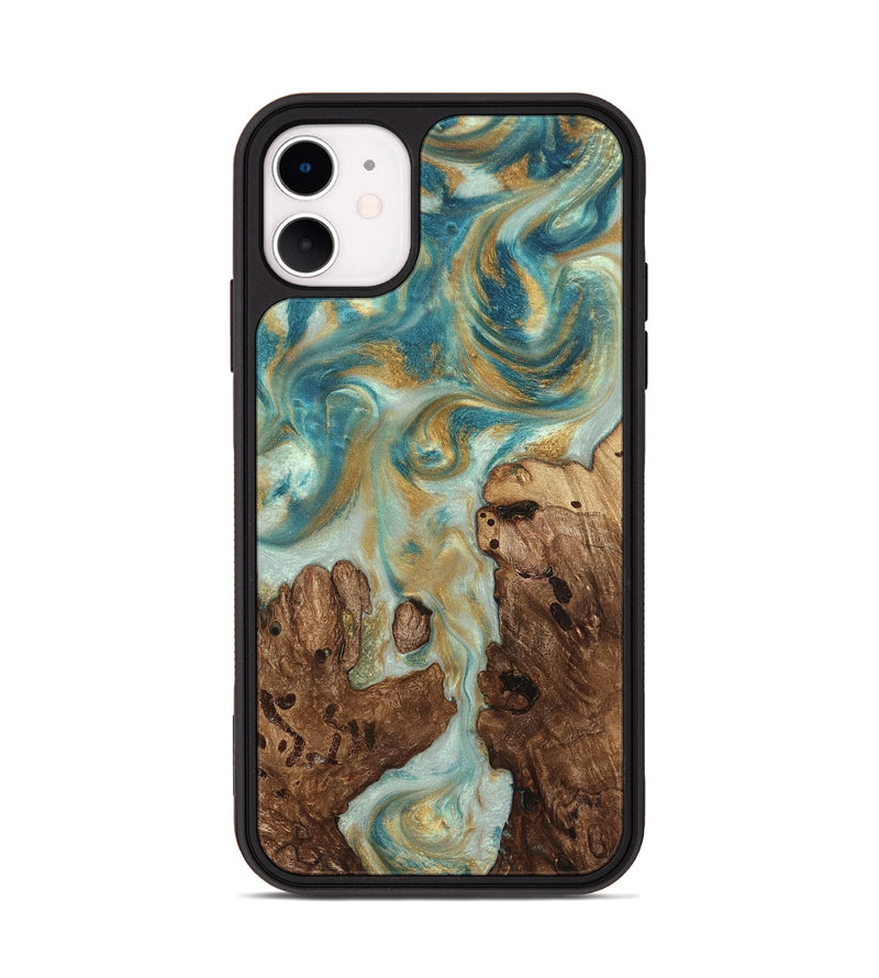 iPhone 11 Wood Phone Case - Admiral (Teal & Gold, 824260)