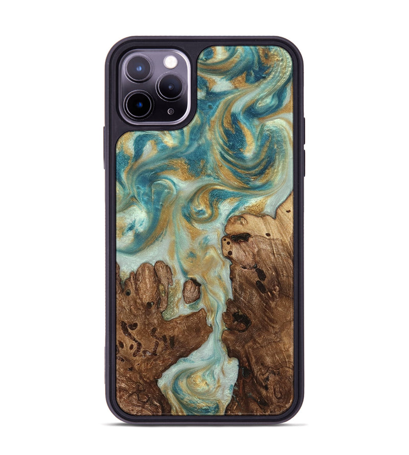 iPhone 11 Pro Max Wood Phone Case - Admiral (Teal & Gold, 824260)