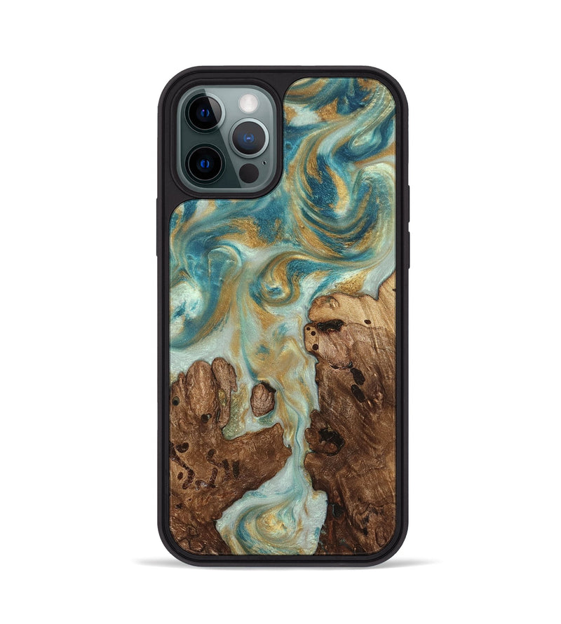 iPhone 12 Pro Wood Phone Case - Admiral (Teal & Gold, 824260)