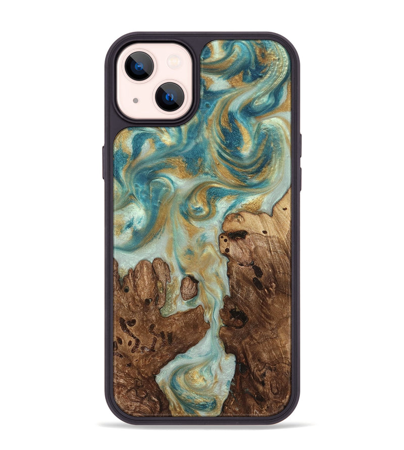 iPhone 14 Plus Wood Phone Case - Admiral (Teal & Gold, 824260)