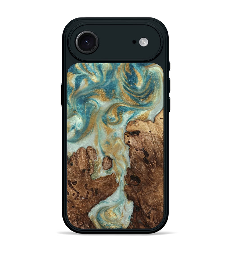 iPhone 17 Air Wood Phone Case - Admiral (Teal & Gold, 824260)