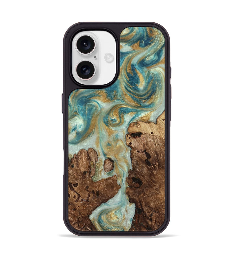 iPhone 17 Wood Phone Case - Admiral (Teal & Gold, 824260)
