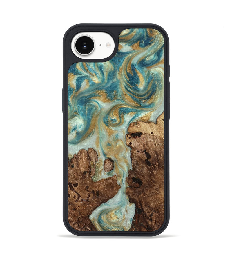 iPhone 17e Wood Phone Case - Admiral (Teal & Gold, 824260)