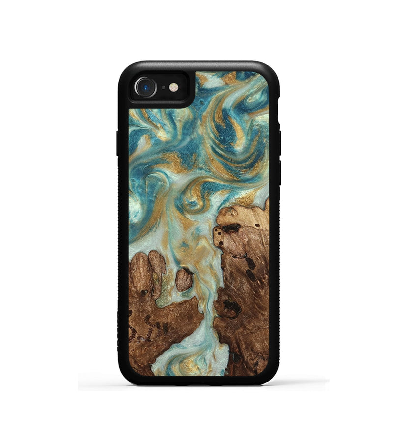 iPhone SE Wood Phone Case - Admiral (Teal & Gold, 824260)