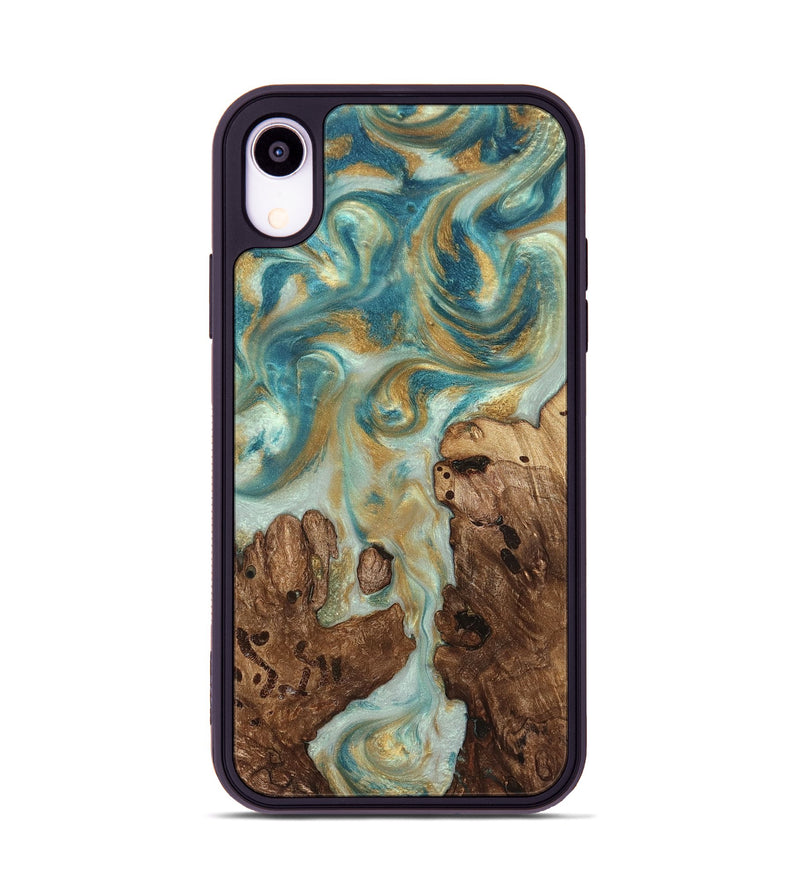 iPhone Xr Wood Phone Case - Admiral (Teal & Gold, 824260)